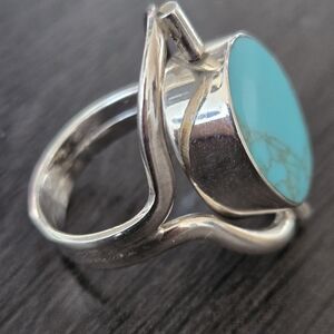 Turquoise Abalon Silver Navajo Ring
